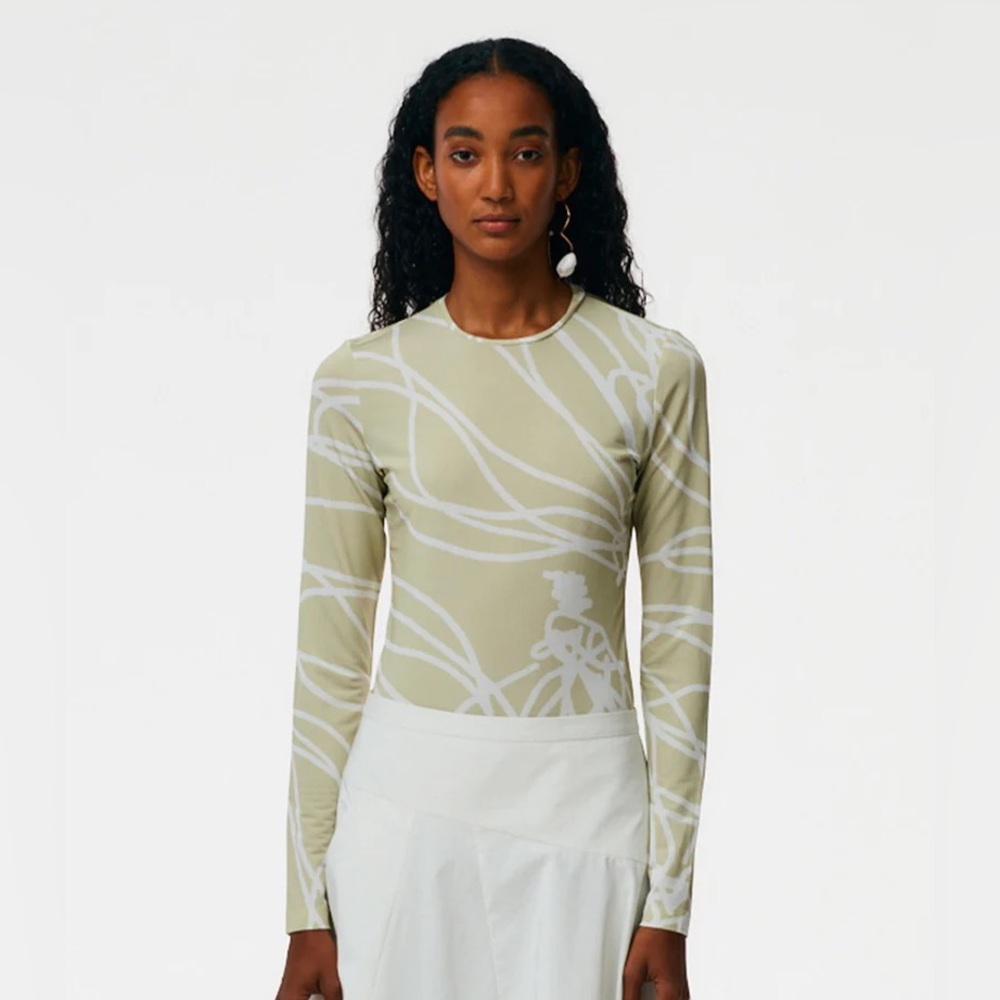 NWT Tibi Tulipe Long Sleeve Top in Clay XS